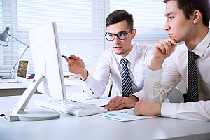 HR professionals discussing potential benefits options